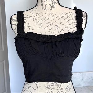 Intimately Free People Black Ruffle Cropped Tank